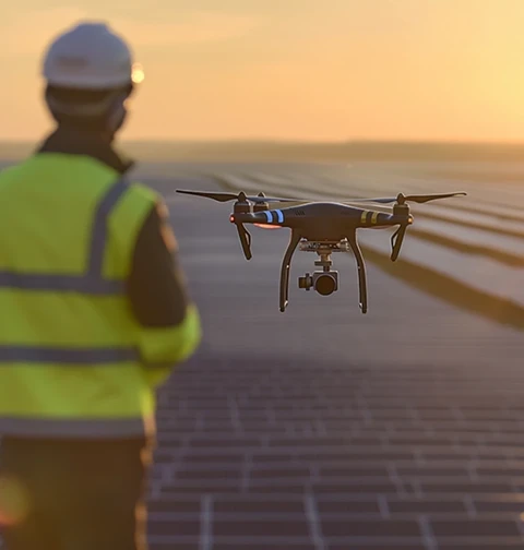 Scène extérieure au coucher de soleil sur chantier routier